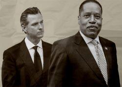 Real estate developers, investors and brokers have contributed $513,000 to Larry Elder’s campaign to unseat Governor Gavin Newsom (Getty)