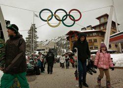 The original 1960 Winter Olympic rings in the Squaw Valley Ski Resort (Getty)
