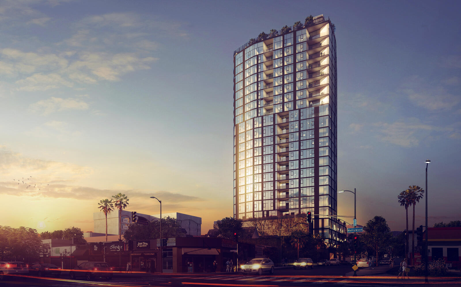 Rendering of tower at 1717 Bronson Ave., which DM Development and Alex Massachi are proposing.