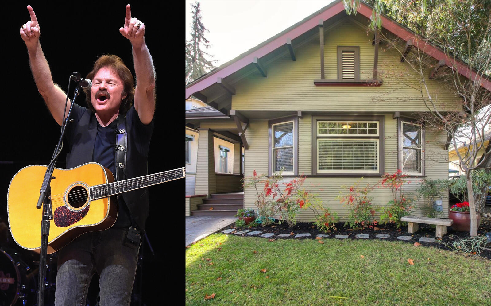 Tom Johnston of The Doobie Brothers and the San Hose home (Getty, Redfin)