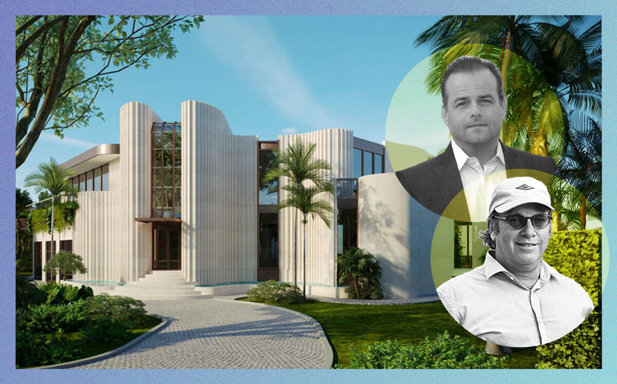 Architect Kobi Karp, Developer Todd Glaser and renderings of the mansion (Glaser, Karp)