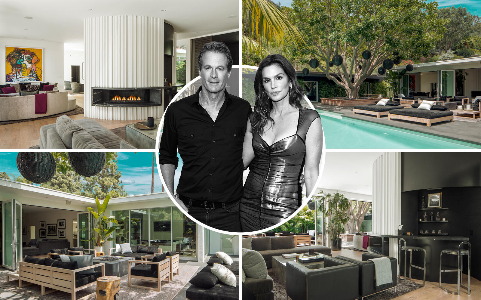 Cindy Crawford and Rande Gerber with the Beverly Hills home (Getty, Compass via Kurt Rappaport)
