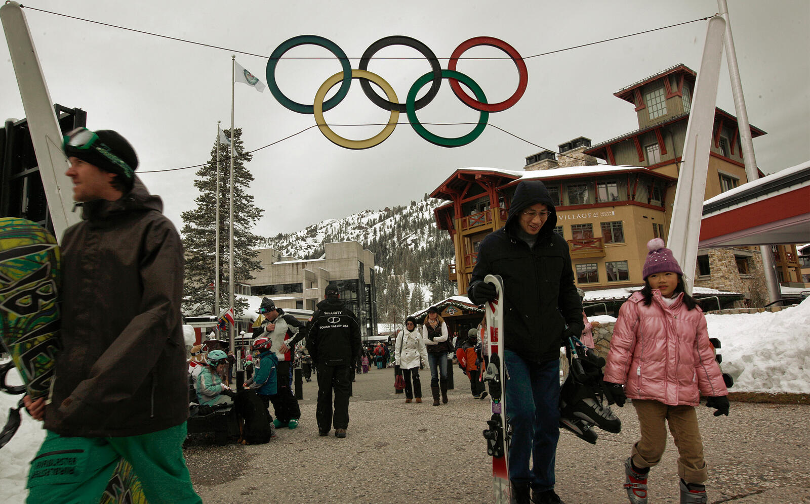 The original 1960 Winter Olympic rings in the Squaw Valley Ski Resort (Getty)