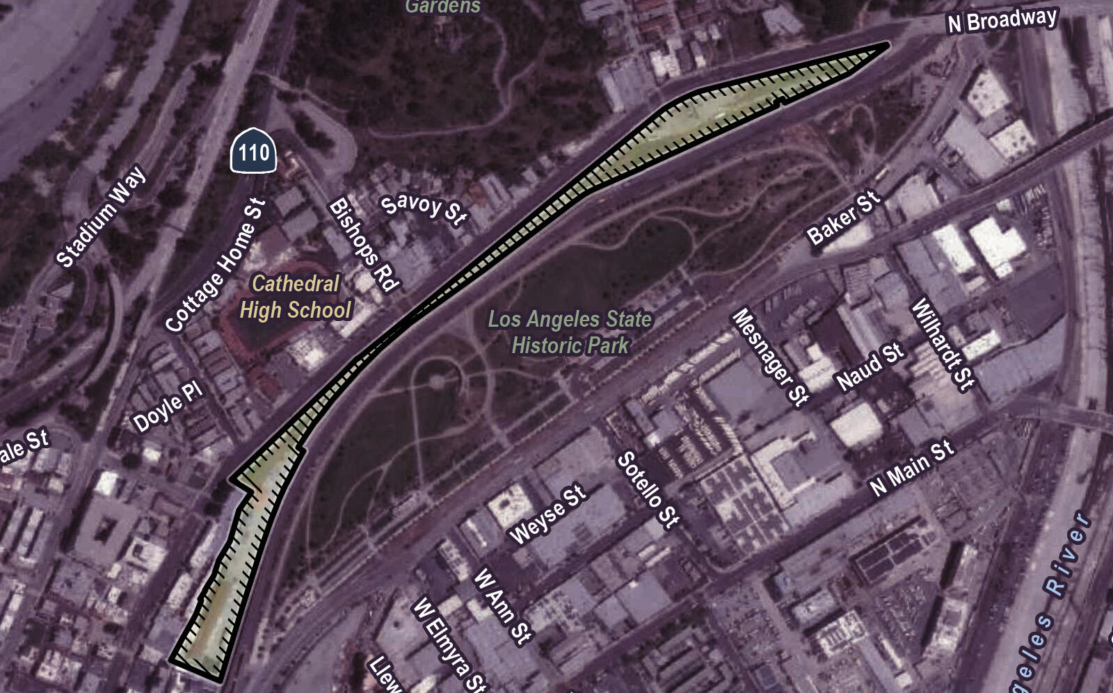 The location of the project along Los Angeles State Historic Park (Los Angeles City Planning)