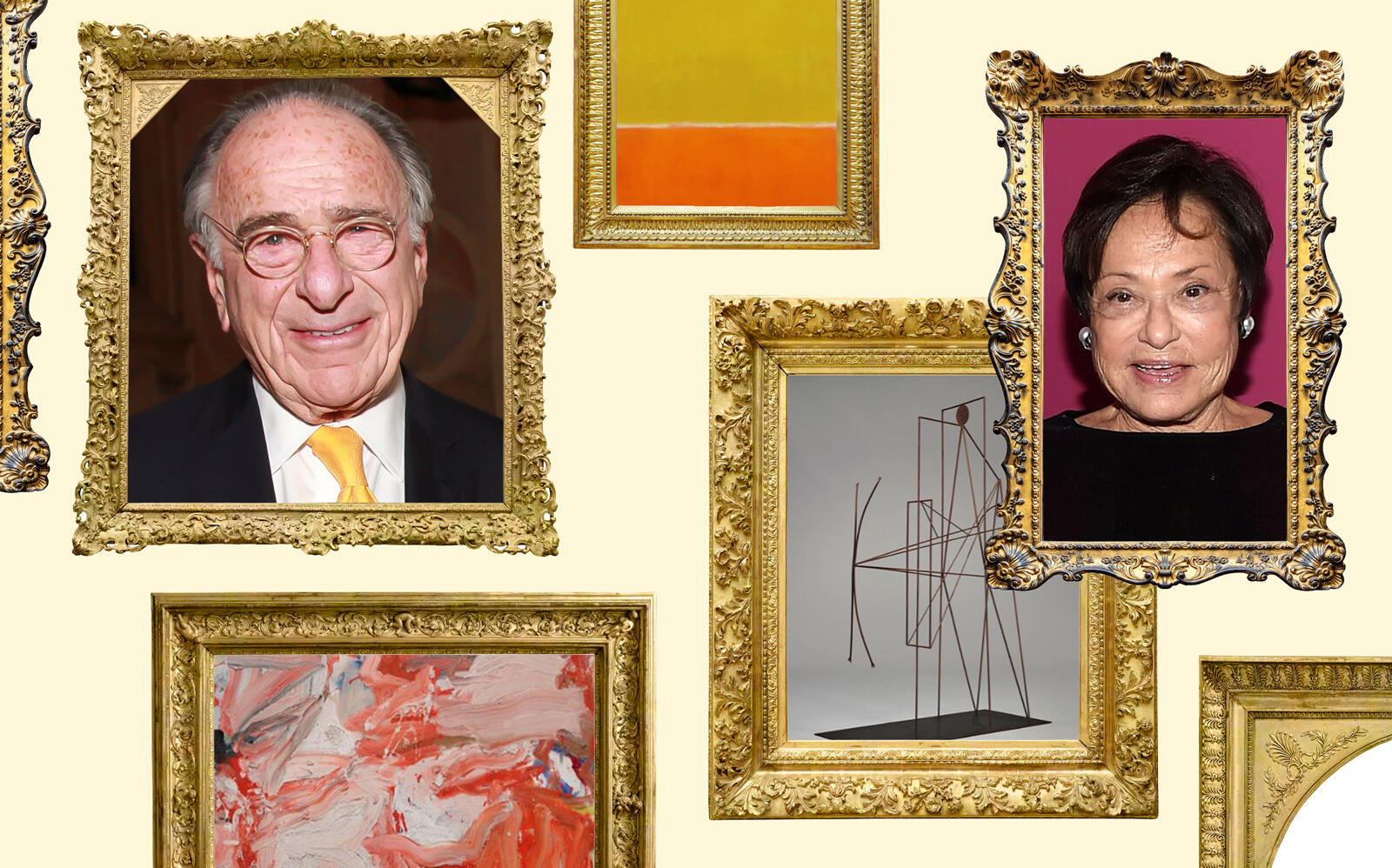 Macklowe Properties CEO Harry Macklowe and Linda Macklowe with pieces of their art collection (Sotheby's, iStock, Getty)