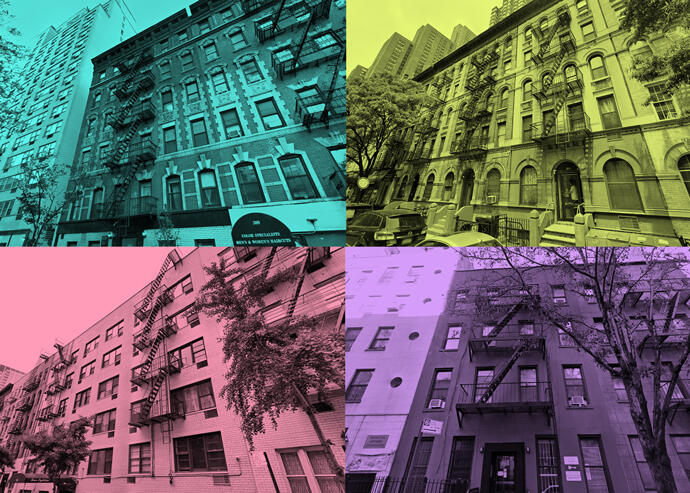 Clockwise from top left: 305 East 75th Street, 309 East 91st Street, 327 East 75th Street and 418 East 77th Street (Google Maps)
