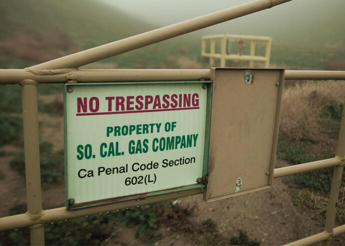 The boundary of Southern California Gas Company property, where Aliso Canyon Storage Field is located (Getty)