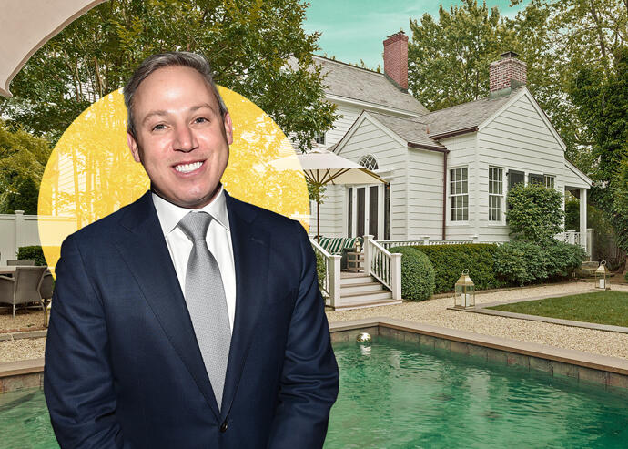Realtor Michael Lorber with the Sag Harbor house (Out East, Getty)