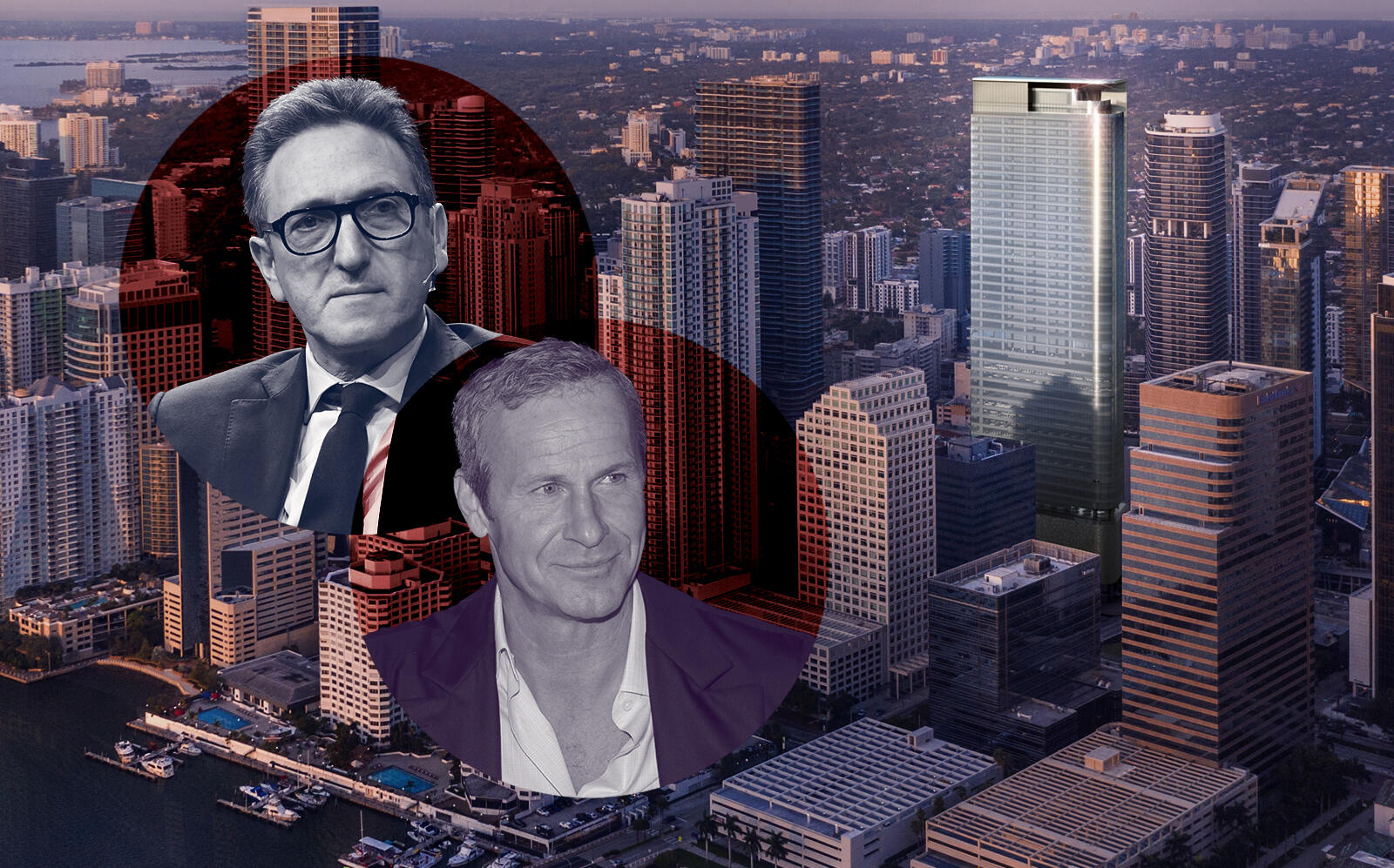 830 Brickell and the co-developers Cain's Jonathan Goldstein and Vlad Doronin (Getty, OKO Group / Cain International)