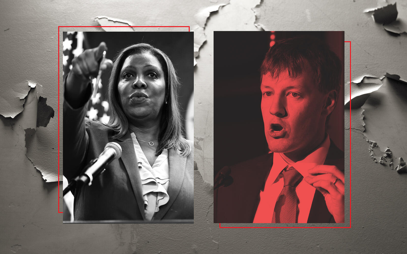 Attorney General Letitia James and A&E Real Estate CEO James Patchett (Getty, iStock)