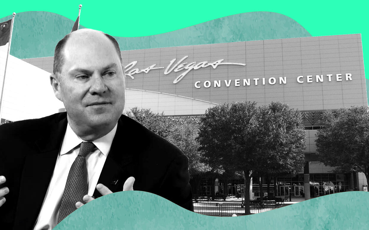 ICSC President Tom McGee and the Las Vegas Convention Center (ICSC via YouTube/Wikimedia)