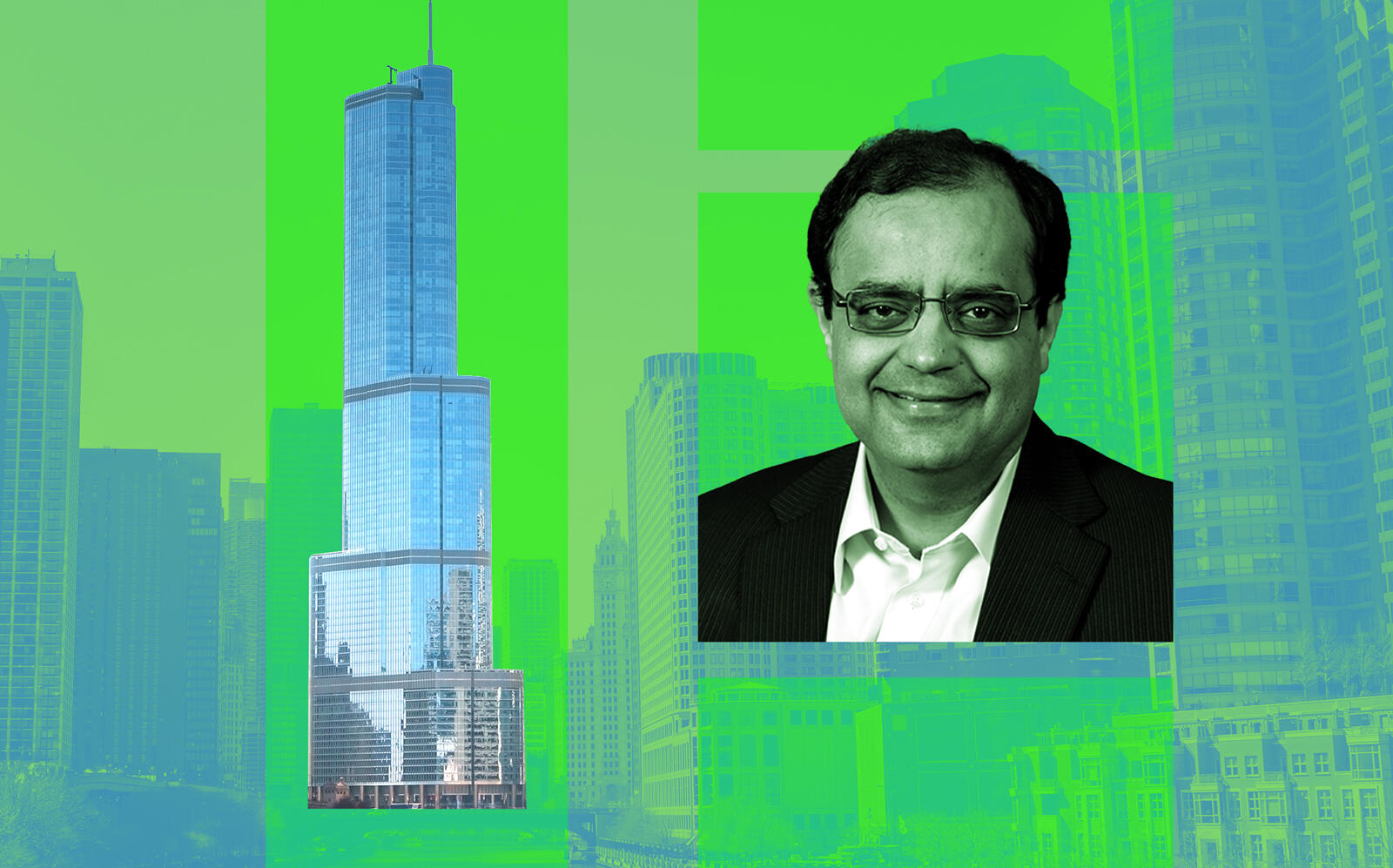 Trump Tower Chicago with Vistex CEO Sanjay Shah (iStock, Vistex)