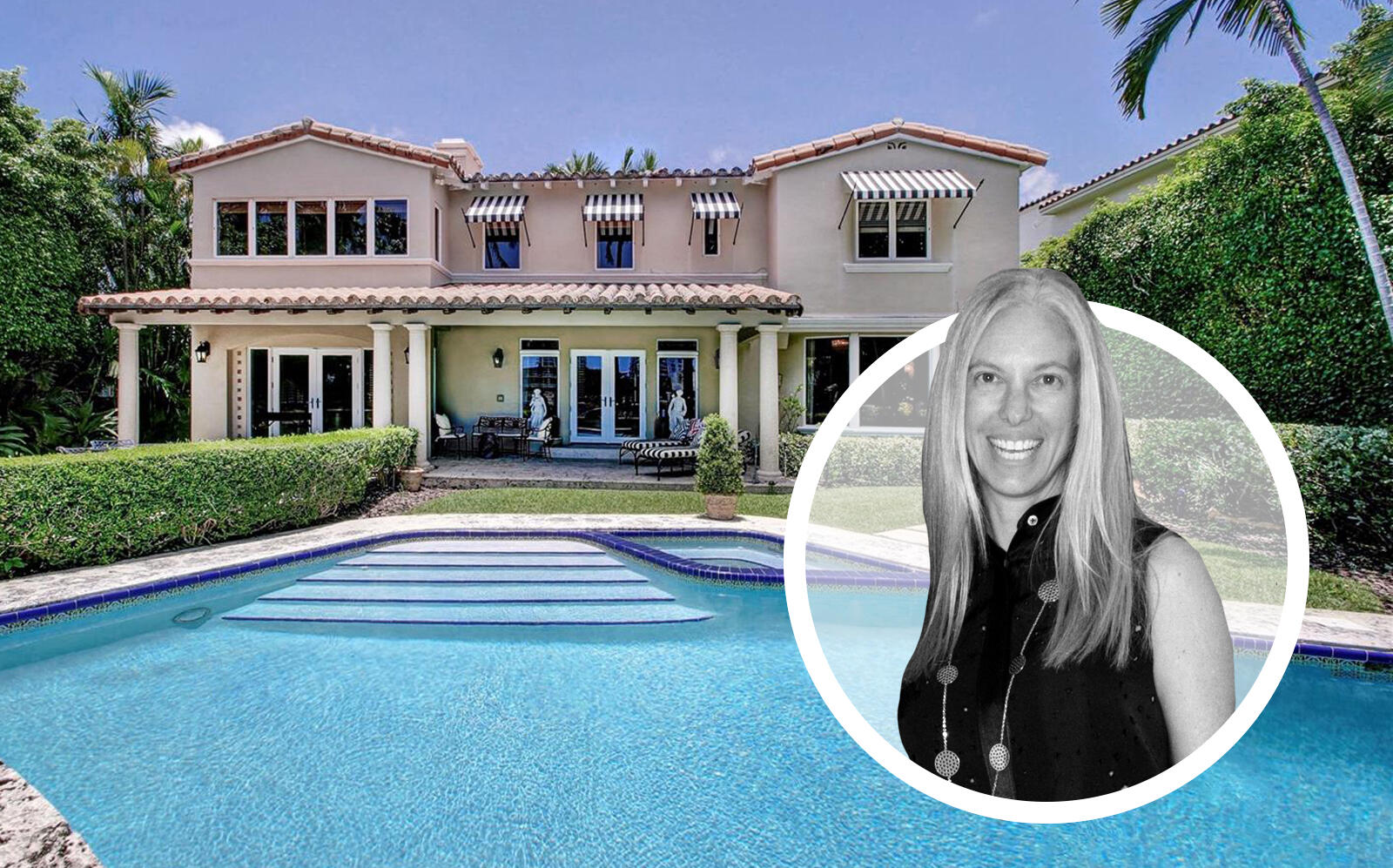Michelle Simkins and the waterfront Allison Island home (Getty, Estately / Compass Florida)