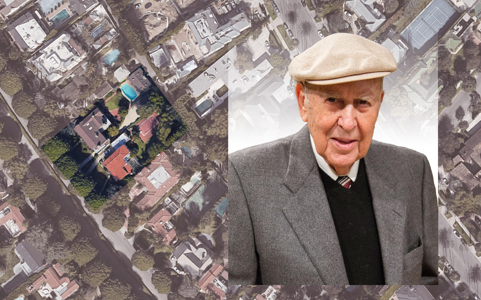 Carl Reiner with the neighboring properties (Getty, Google Maps)