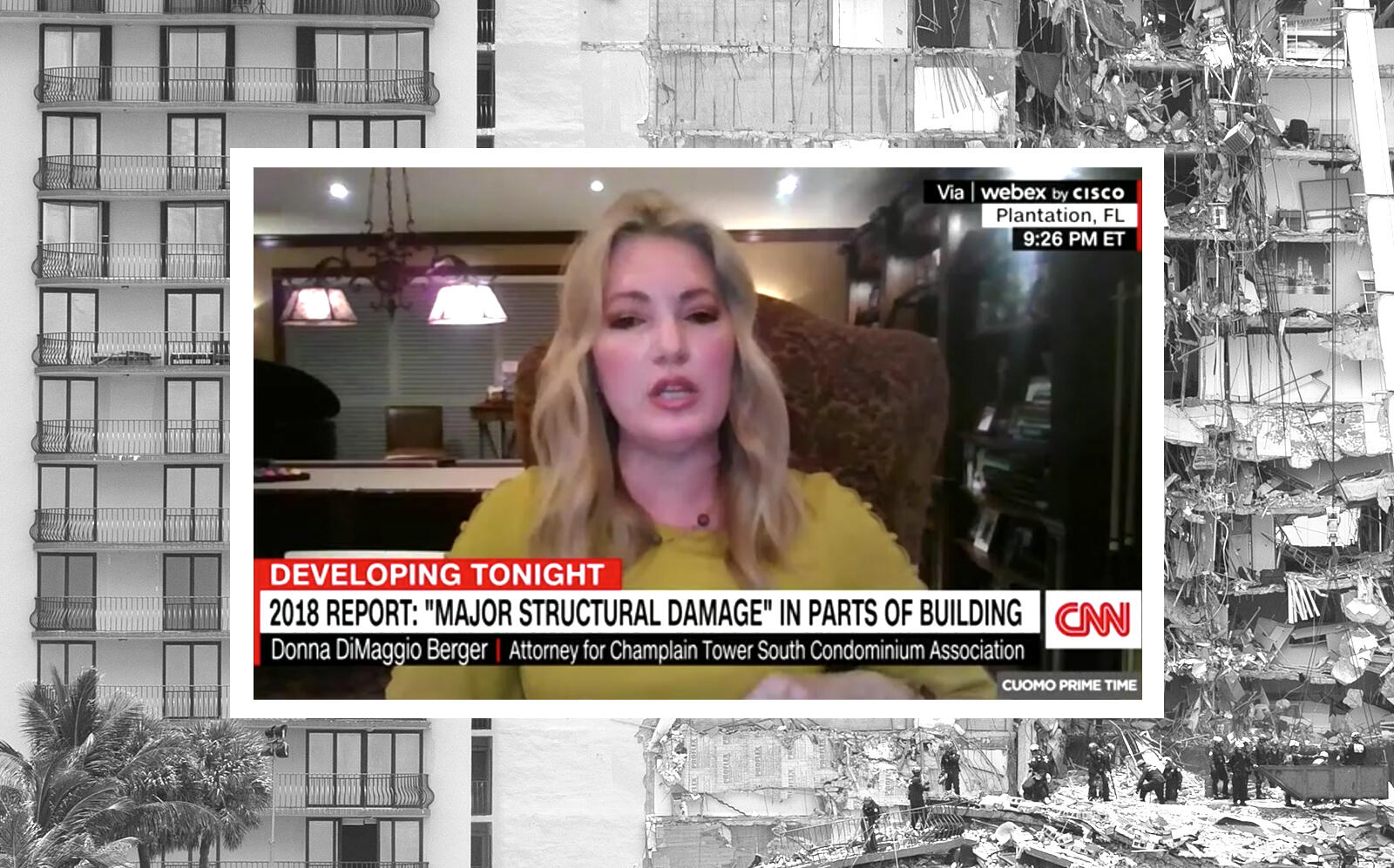 Champlain Towers South attorney Donna Berger speaking on CNN (CNN, Getty)