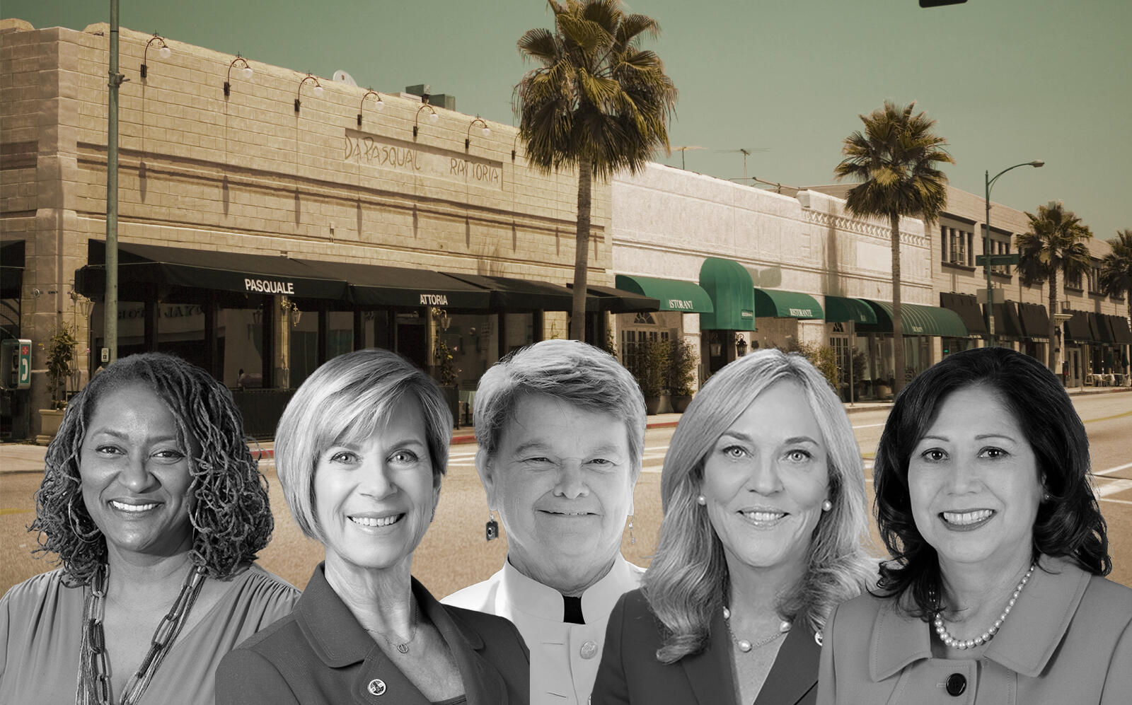 LA County Board of Supervisors. From left to right: Holly J. Mitchell, Janice Hahn, Sheila Kuehl, Kathryn Barger and Hilda L. Solis (Getty, Board of Supervisors)