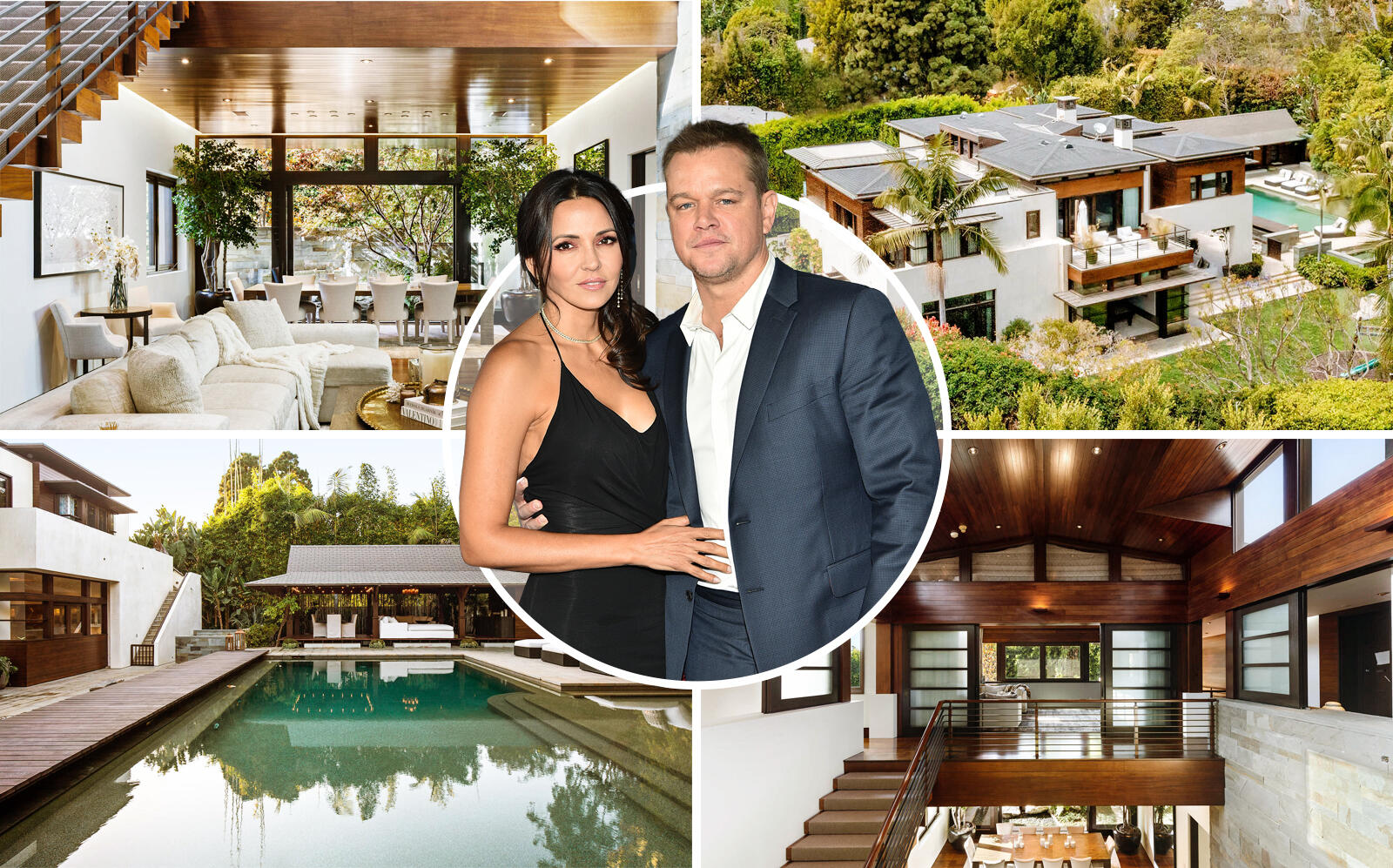 Luciana Barroso and Matt Damon with the seven bedroom house (The Agency Real Estate, Getty)