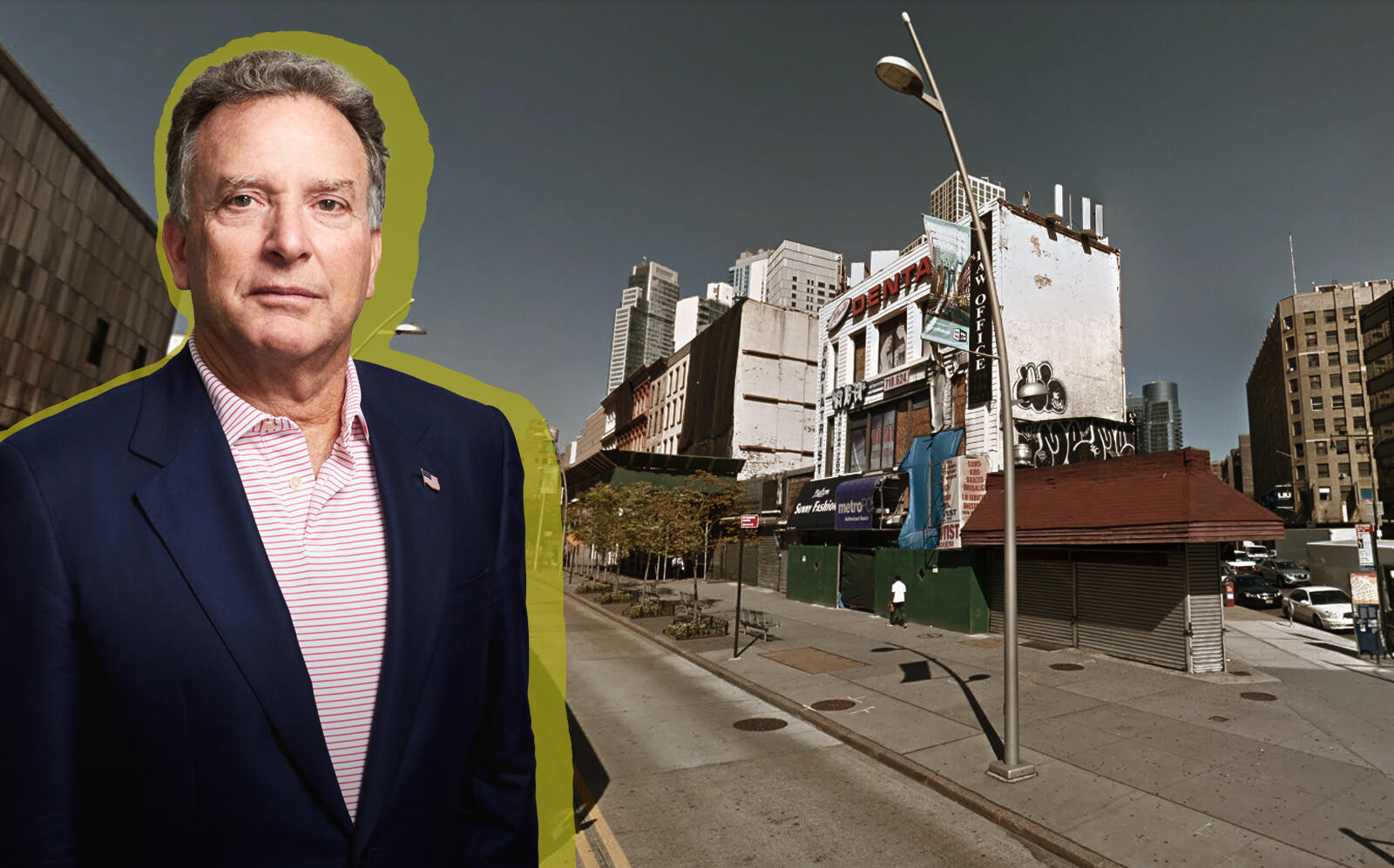 The Witkoff Group Chairman and CEO Steven Witkoff and the Downtown Brooklyn location of his potential project (Witkoff, Google Maps)