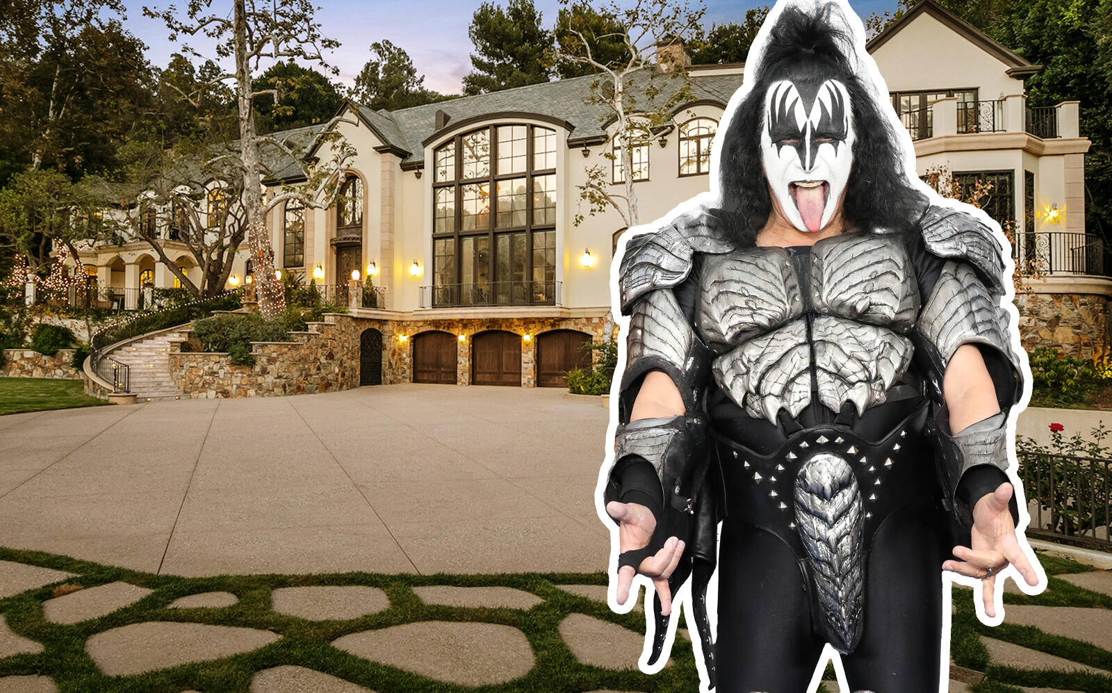 Gene Simmons and the Beverly Hills property (Getty, The Altman Brothers / Douglas Elliman)