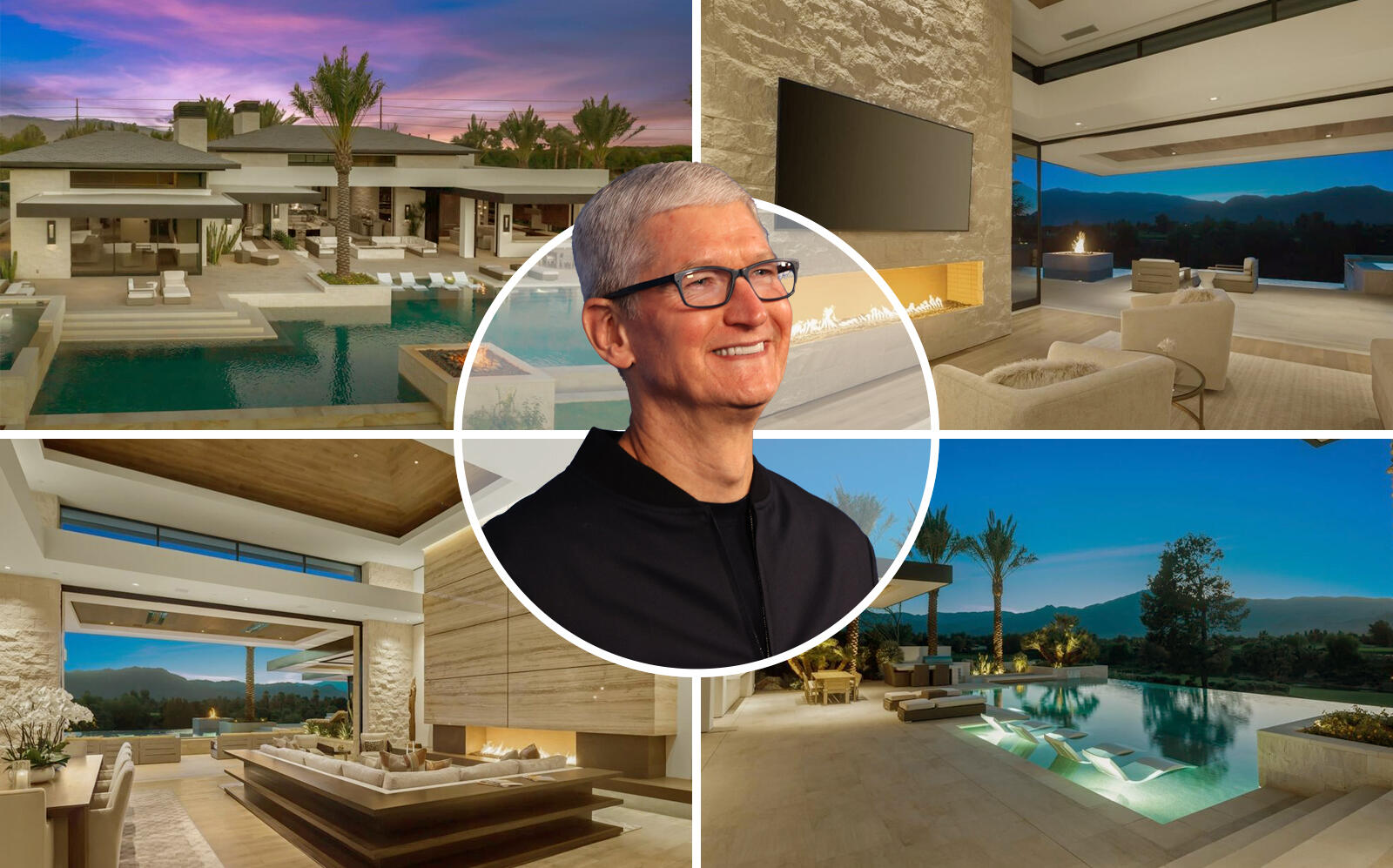 Tim Cook and the La Quinta house (Getty, Realtor.com / Hideaway Properties Corp.)