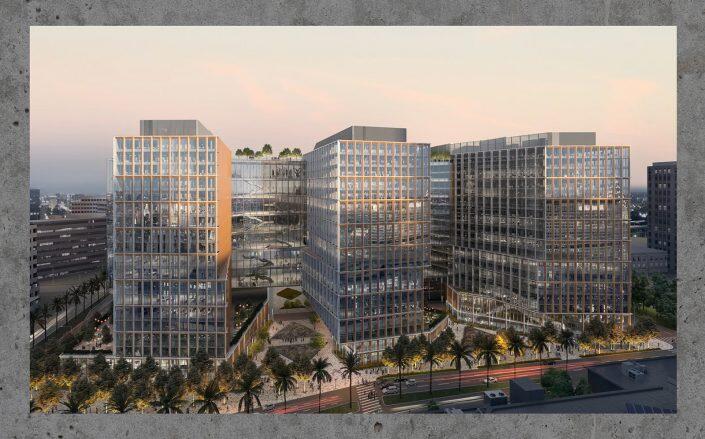 Rendering of Jay Paul Co.'s planned office campus that would replace the existing CityView Plaza (Gensler)