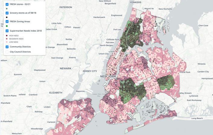 Map of NYC with Supermarket Need Index