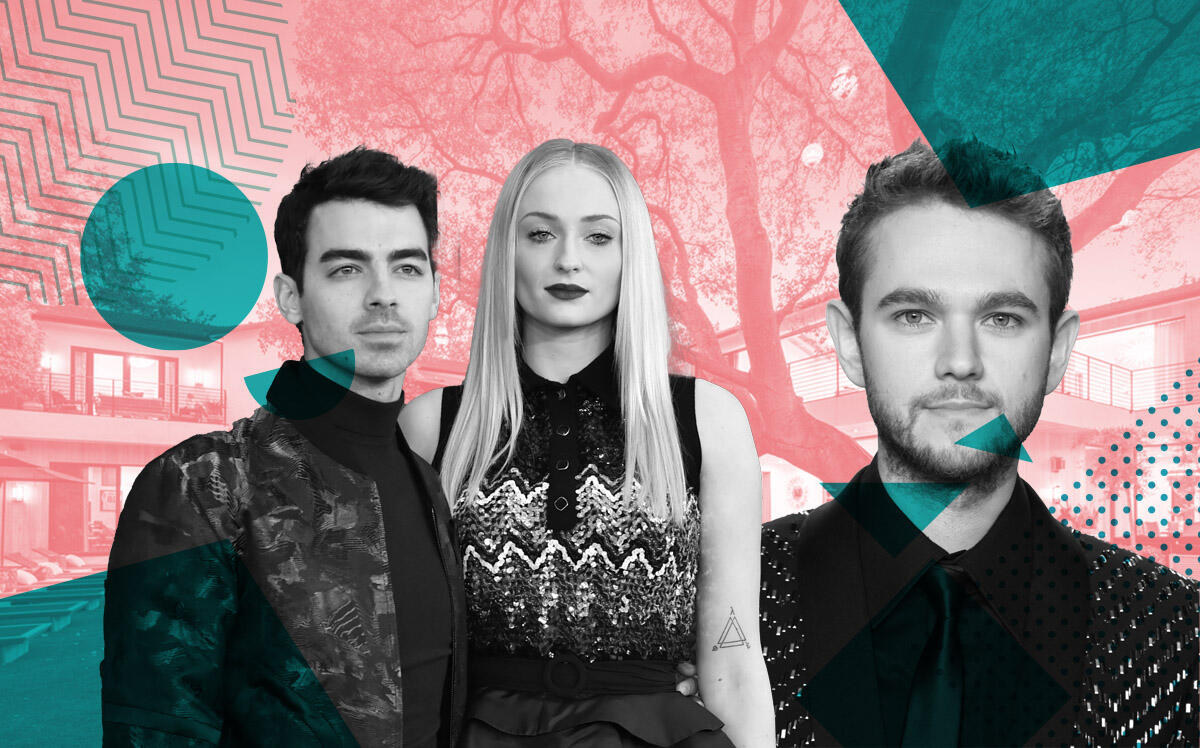 Joe Jonas, Sophie Turner &amp; Zed, view of 3904 Valley Meadow Rd from behind (Getty Images, RedFin.com)