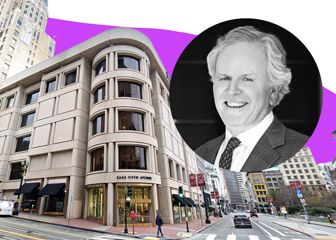 384 Post Street in San Francisco and Lincoln Property Co. CEO Tim Byrne (Google Maps)