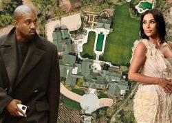 Kanye West, Kim Kardashian and an aerial of the property (Getty, Google Maps)