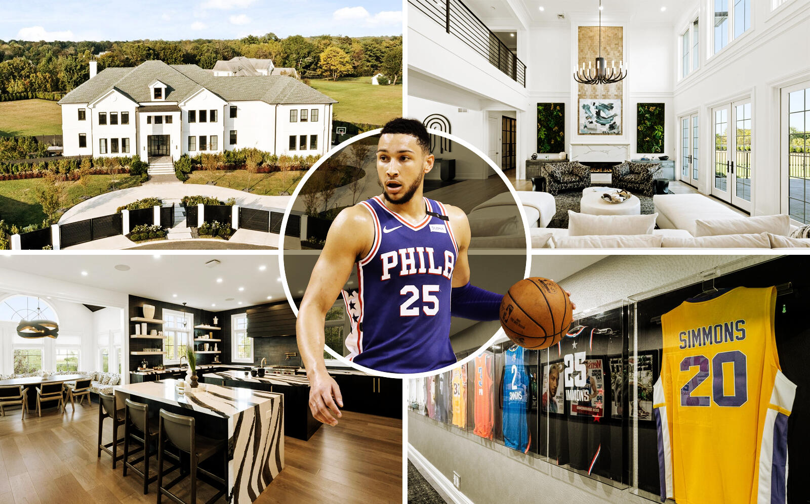 Basketball star Ben Simmons with the Moorestown property (Compass, Getty)