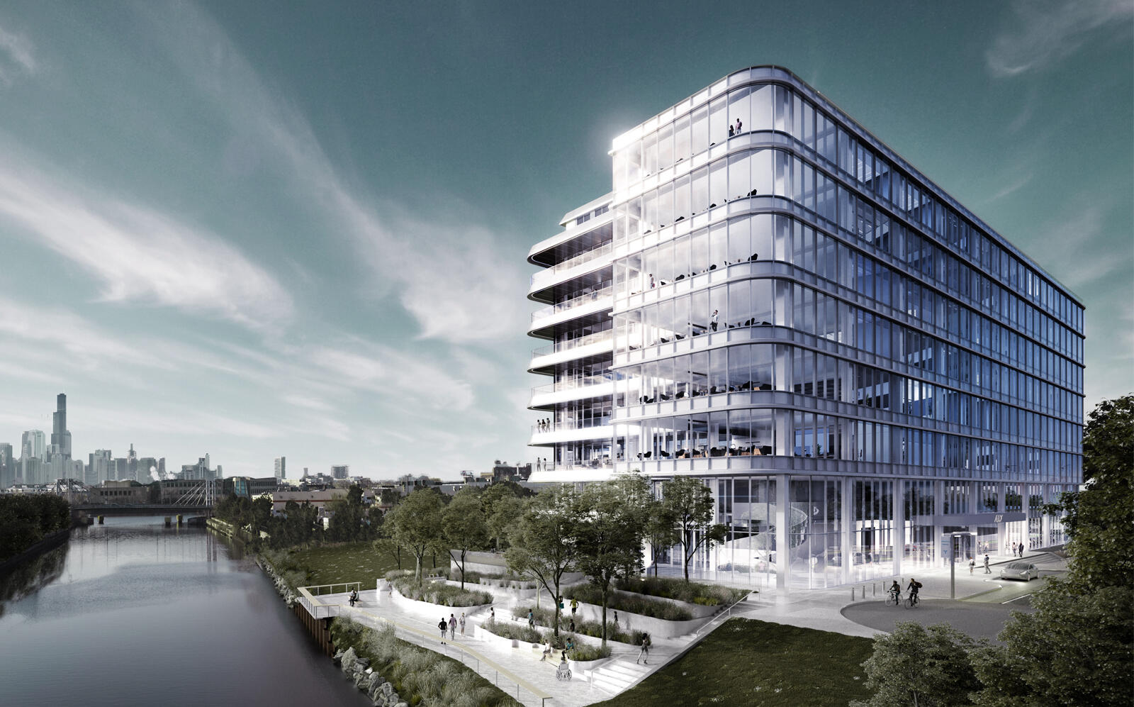 Renderings of the medical and creative facility (Lincoln Yards)