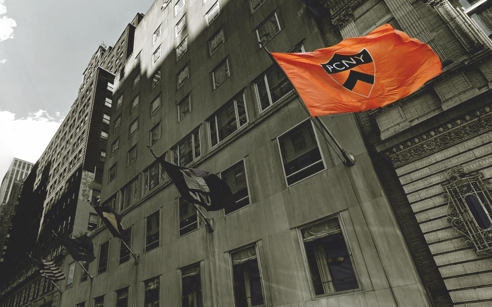 The Princeton Club flag in front of 15 West 43rd Street (Google Maps)