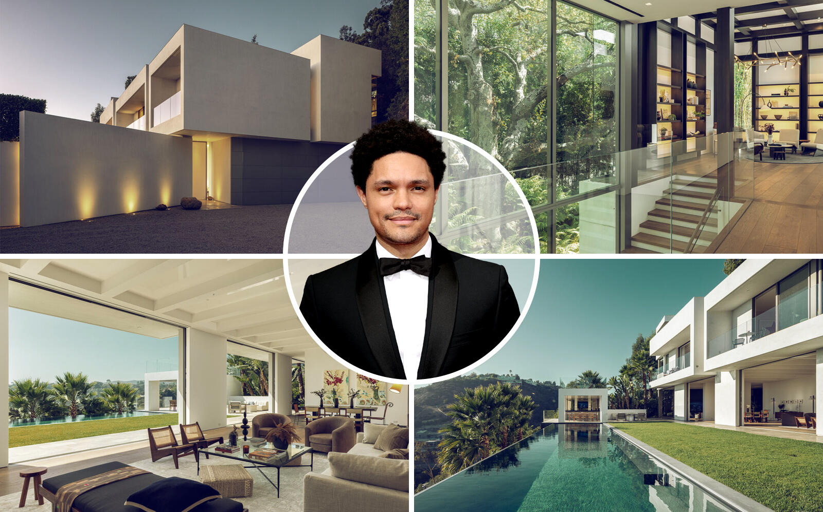 Trevor Noah and the Bel Air house (Redfin, Getty)