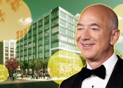 Jeff Bezos and the Jersey City office property (LoopNet, Getty)