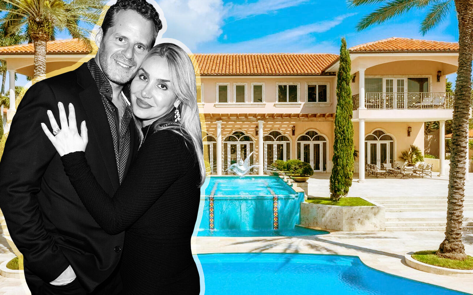 David and Celia Centner with the Palm Island mansion (Getty, Compass)