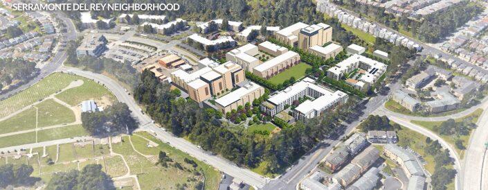 An aerial rendering of the Serramonte Del Ray Campus (Serramonte Del Ray)
