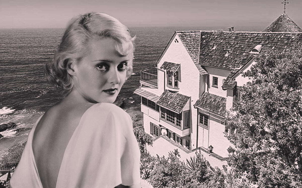 Bette Davis’ former home in Laguna Beach at 1991 Ocean Way (Zillow, Getty Images)
