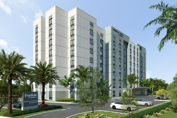 A rendering of the 172-room hotel development in Fort Lauderdale (George White Architect)