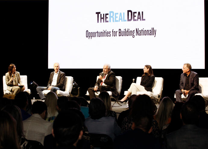 The Real Deal’s Erin Hudson with Property Markets Group’s Kevin Maloney, Crescent Heights’ Russell Galbut, Kushner Companies’ Nikki Kushner Meyer and Witkoff Group’s Steve Witkoff