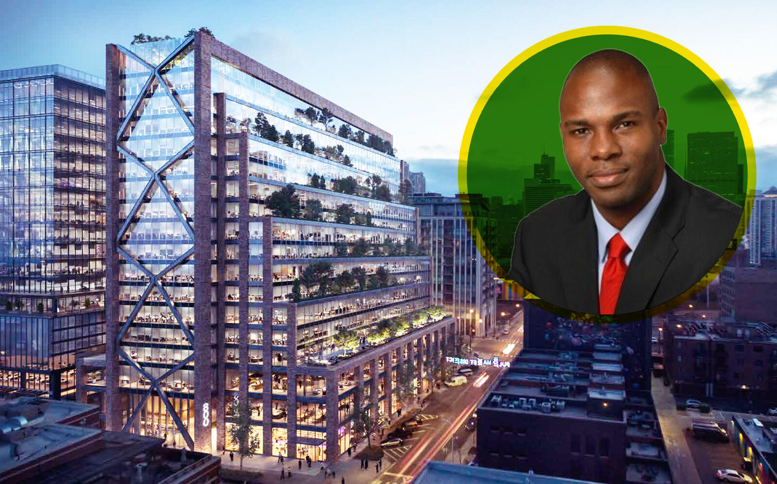 John Deere's Andrez Carberry and 800 West Fulton Market (LinkedIn via Carberry, 800 Fulton Market)