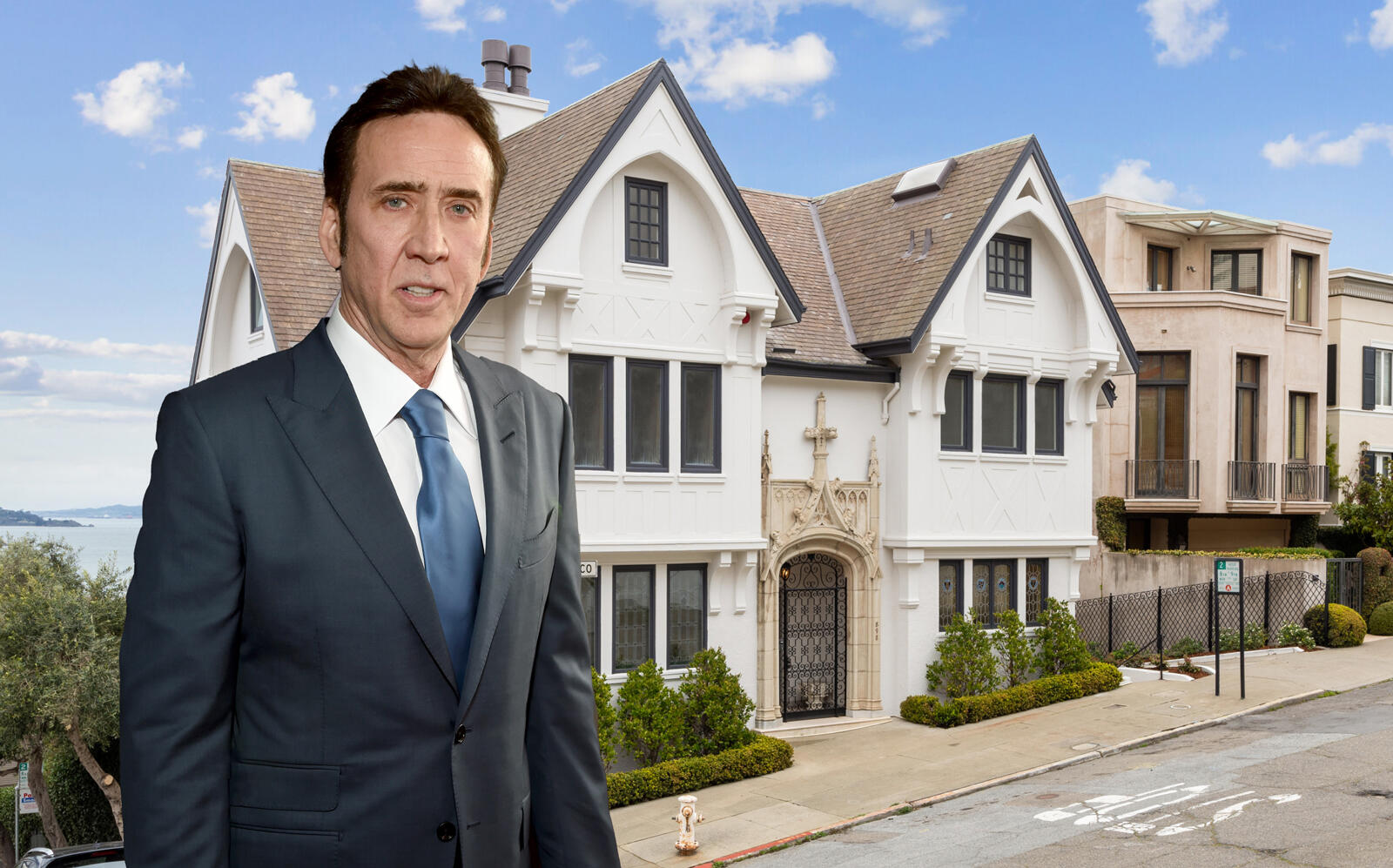 898 San Francisco Street and Nicolas Cage (Compass, Getty)