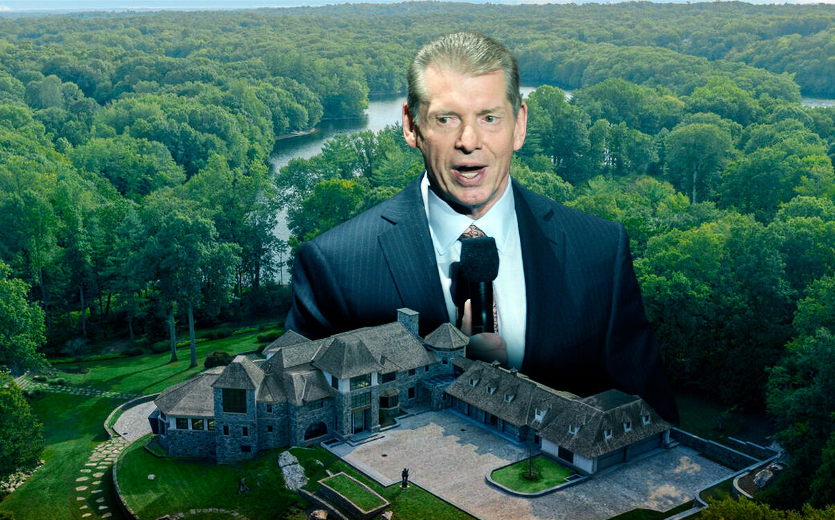 WWE CEO Vince McMahon and 16 Hurlingham Drive (Getty, Compass)