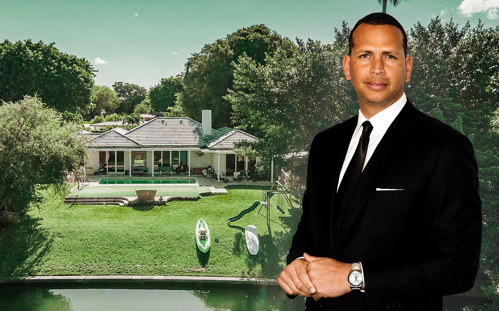 Alex Rodriguez and the property (Miami Real Estate Images, Getty)