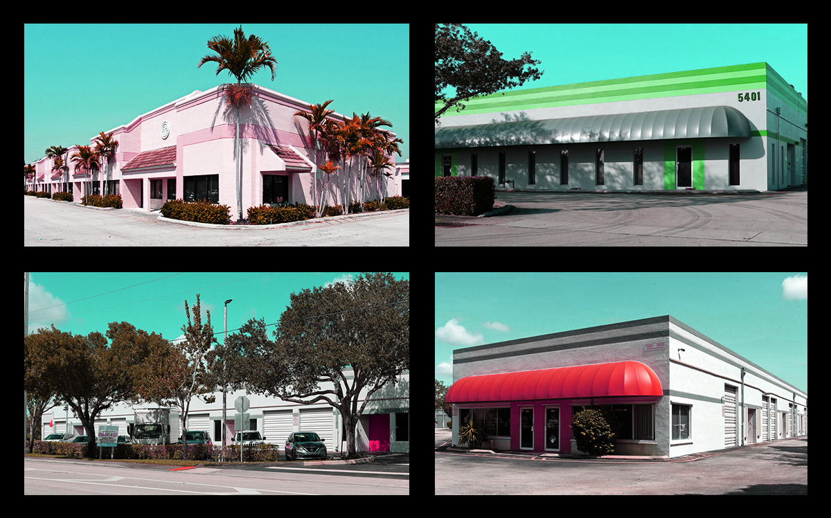 Photos of the four properties in the city of Sunrise in Broward County acquired by Cofe Properties in the deal (LoopNet, Google Maps)