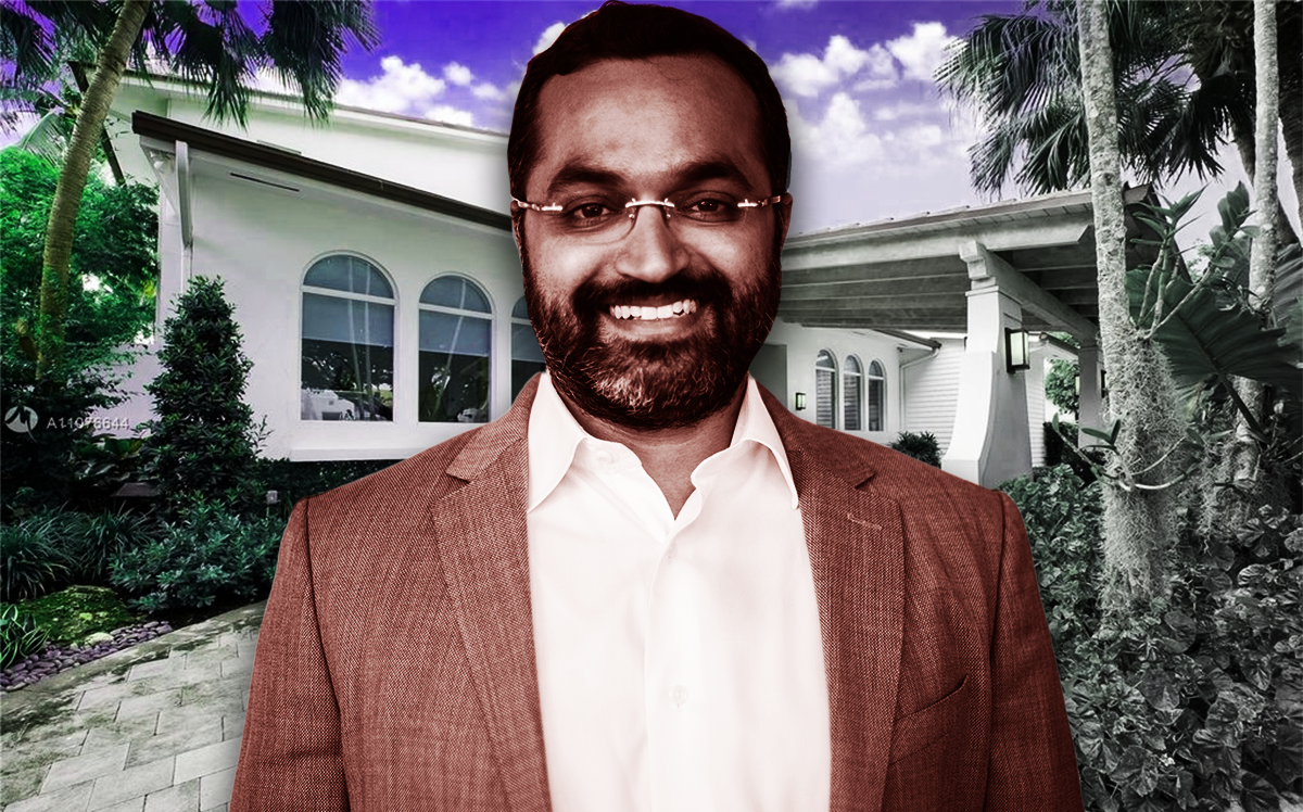 Rishi Kapoor, CEO, Location Ventures, in front of 7233 Los Pinos Boulevard in the Cocoplum neighborhood of Coral Gables, FL (Location Ventures, Zillow)