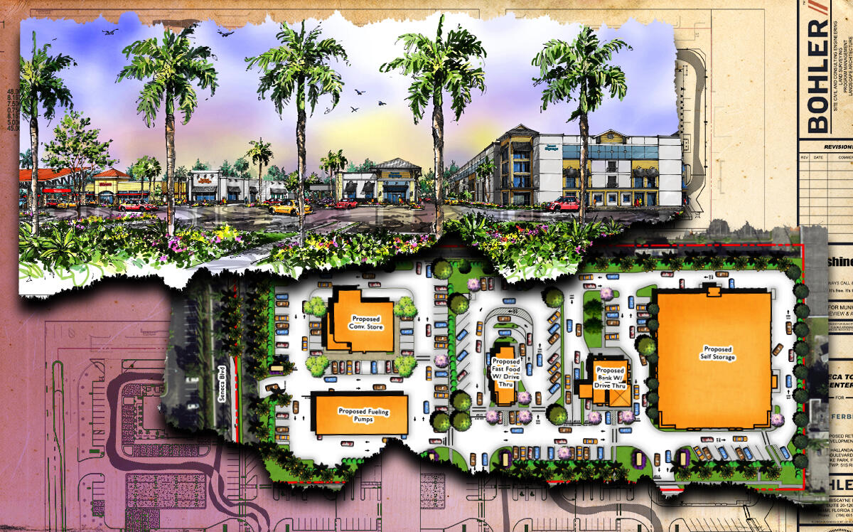 Renderings of Seneca Town Center (Town of Pembroke Park Florida/Photo Illustration by Steven Dilakian for The Real Deal)