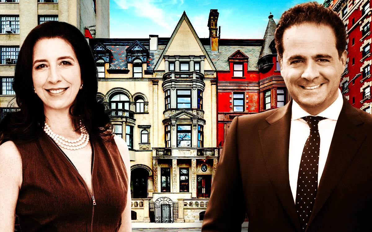 From left: Ileana Lopez-Balboa of Corcoran and Charlie Attias of Compass in front of 248 Central Park West (Corcoran, Compass, StreetEasy)