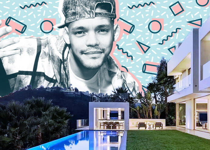 Trevor Noah’s modern Bel Air mansion sees price cut (Getty Images, Zillow, iStock, Illustration by Kevin Cifuentes for The Real Deal)