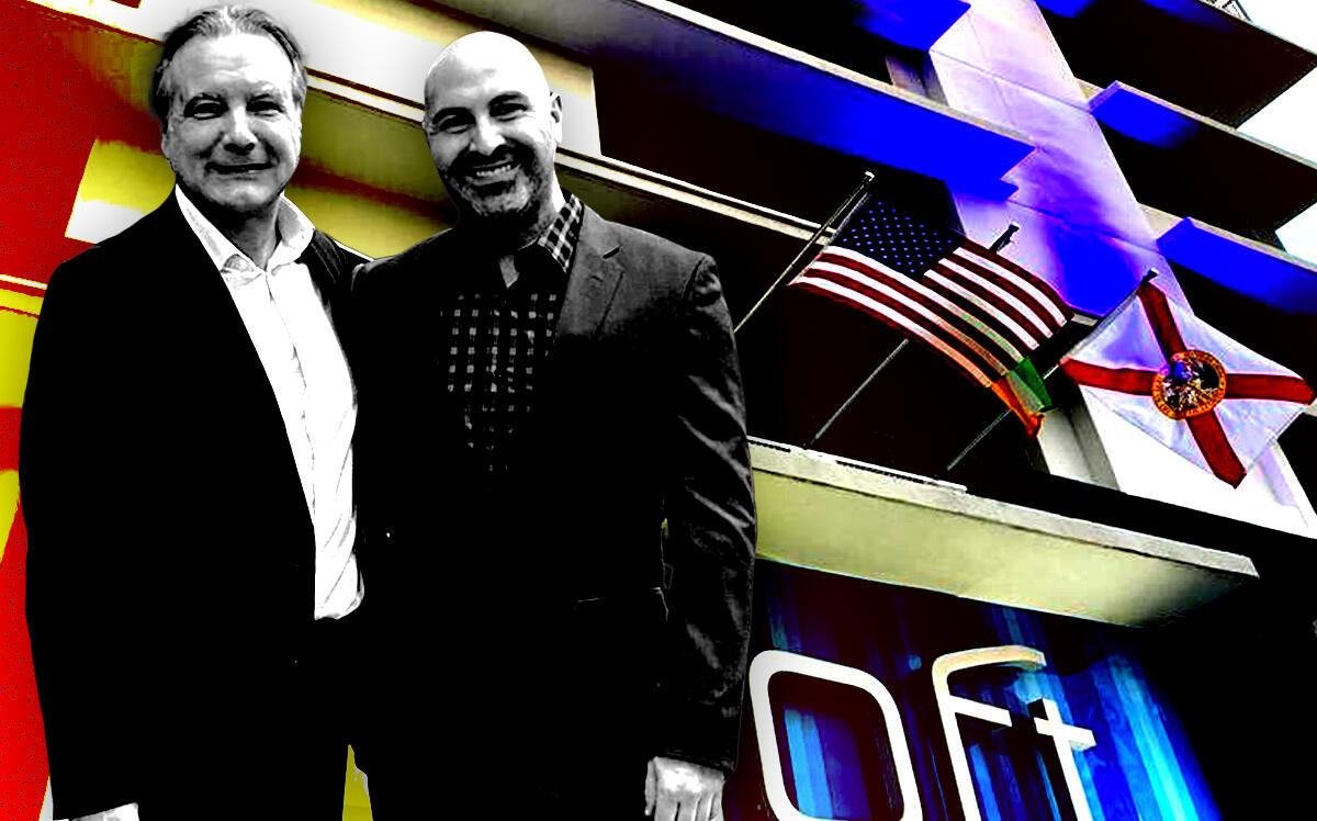 From left: Pedro Villar, owner of Aloft Miami Brickell, along with his attorney Joe Pack (Newstar Media)