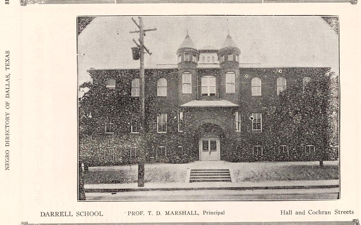 The since-demolished B.F. Darrell School circa 1930. (Tarrant County Black Historical and Genealogical Society)